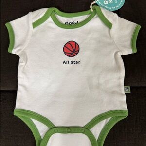 LIFE IS GOOD “All Star” Baby Onesie with Green Trim